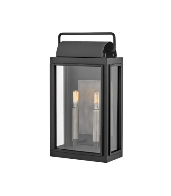 Hinkley exterior wall light Transparent glass, Black aluminum