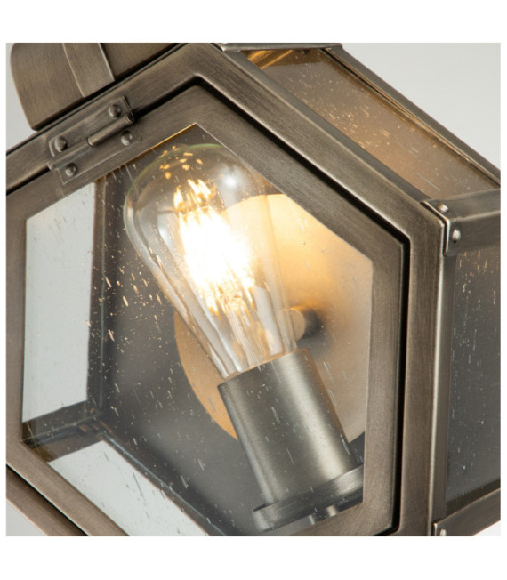 Aplique exterior Quoizel Aluminio, acero, latón, cristal granulado transparente Bronce bruñido