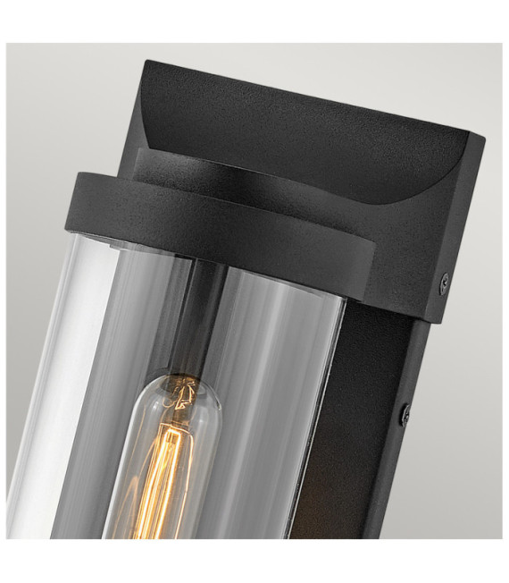 Hinkley exterior wall light Aluminum, brass, clear glass Textured black