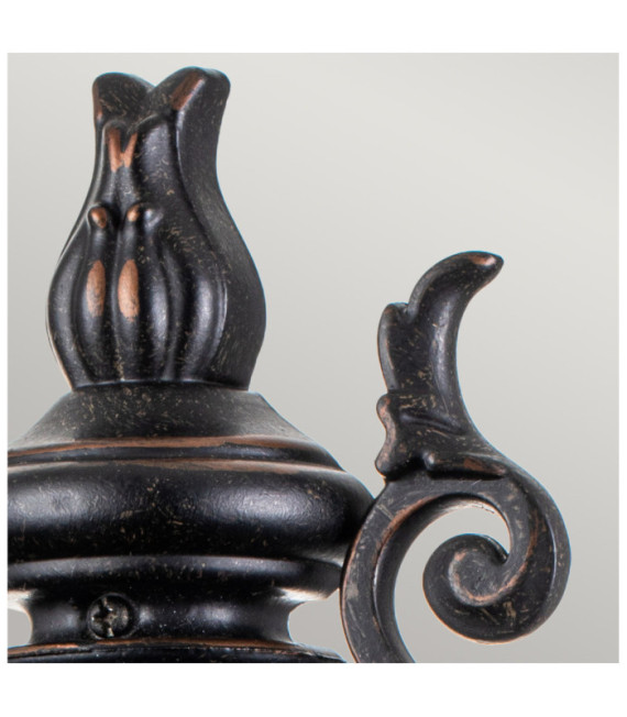 Baltimore exterior wall light Aluminum, amber tinted glass Patinated bronze