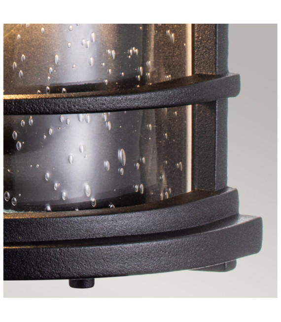 Feiss exterior wall light Aluminum, steel, transparent grained glass Textured black