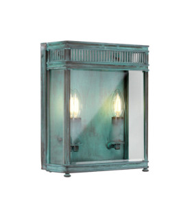 Holborn outdoor wall light Transparent glass, Verdigris brass