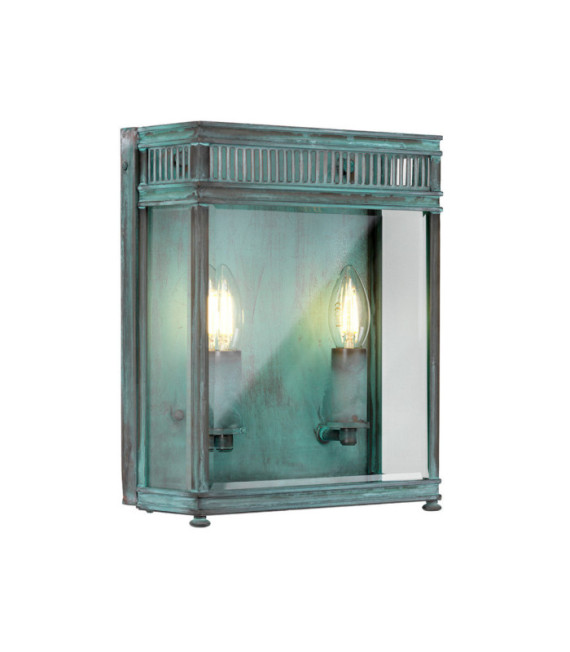 Holborn outdoor wall light Transparent glass, Verdigris brass
