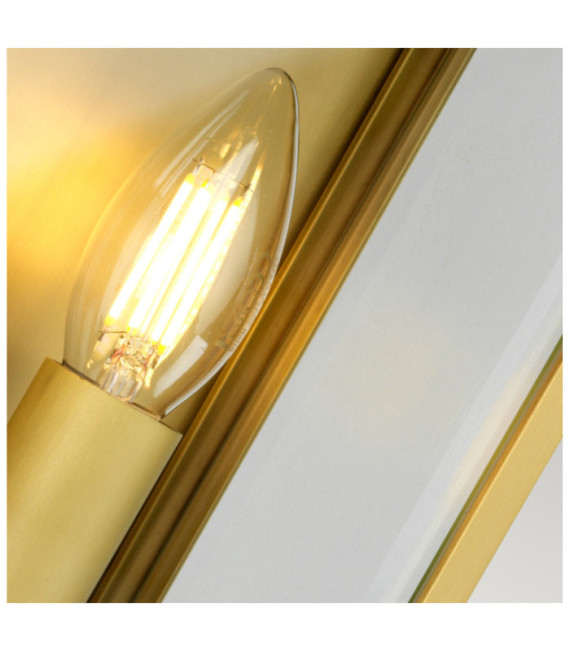 Holborn outdoor wall light Transparent glass, Brass Brushed brass