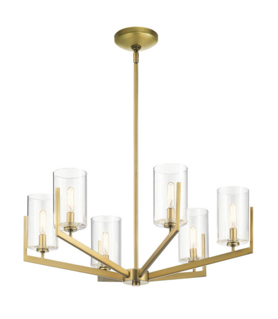 Suspension Kichler Acier,Verre Transparent Laiton naturel brossé