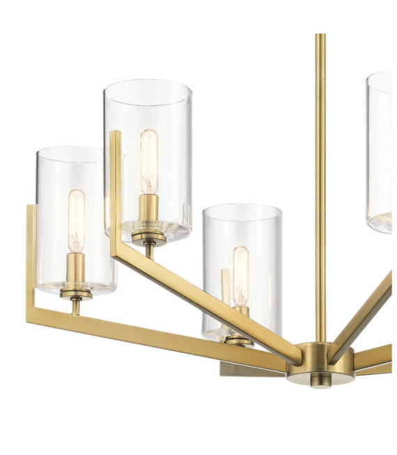 Lampada a sospensione Kichler Acciaio, vetro trasparente Ottone naturale spazzolato