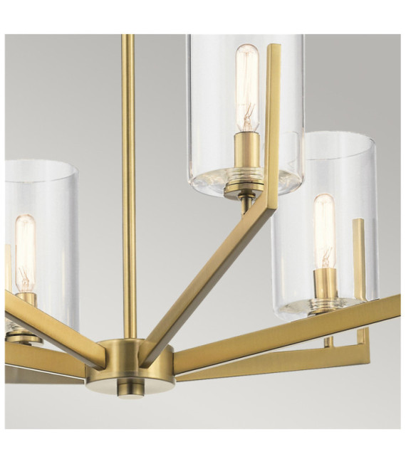 Suspension Kichler Acier,Verre Transparent Laiton naturel brossé