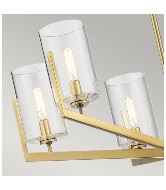 Kichler Pendelleuchte Stahl, transparentes Glas. Gebürstetes Naturmessing