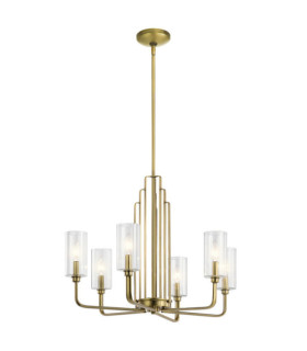 Kichler pendant light Clear fluted glass, steel Brushed natural brass