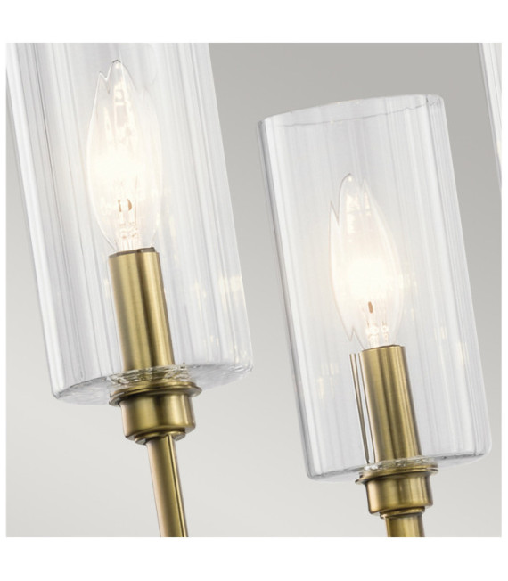 Lámpara colgante Kichler Vidrio estriado transparente, acero Latón natural cepillado
