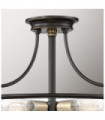 Plafonnier Quoizel Acier,verre grainé transparent Bronze palladien avec accents de laiton patiné