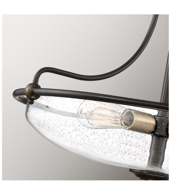 Quoizel ceiling light Steel, transparent grained glass Palladian bronze with patinated brass accents
