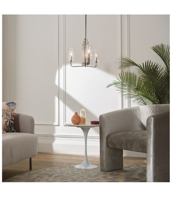 Suspension Kichler Verre cannelé transparent,acier Nickel poli