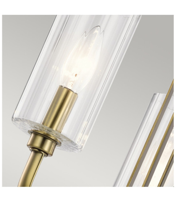 Lampada a sospensione Kichler Vetro scanalato trasparente, acciaio Ottone naturale spazzolato