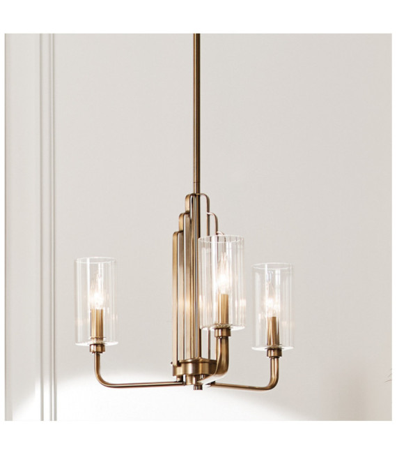 Kichler pendant light Clear fluted glass, steel Brushed natural brass