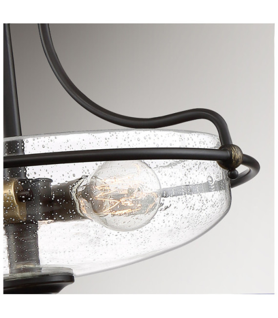 Plafonnier Quoizel Acier,verre grainé transparent Bronze palladien avec accents de laiton patiné