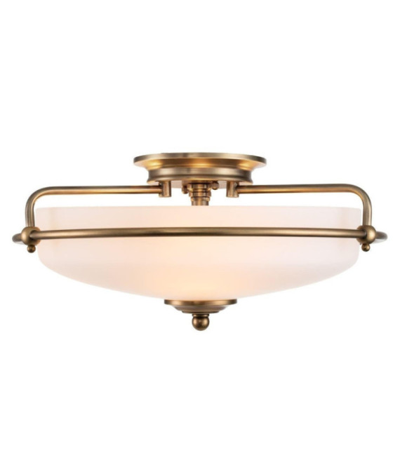 Plafoniera Quoizel Vetro opale, Acciaio, Ottone patinato