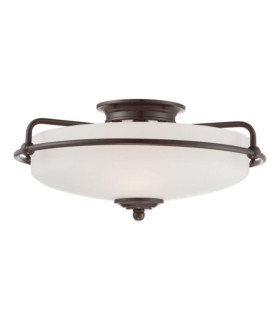 Plafonnier Quoizel Verre Opale,Acier Bronze palladien