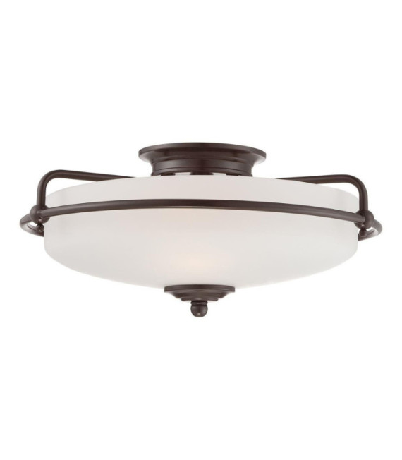 Plafoniera Quoizel Vetro Opale, Acciaio Bronzo Palladiana