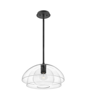 Hinkley Pendelleuchte Aluminium, transparentes Glas, Stahl Schwarz