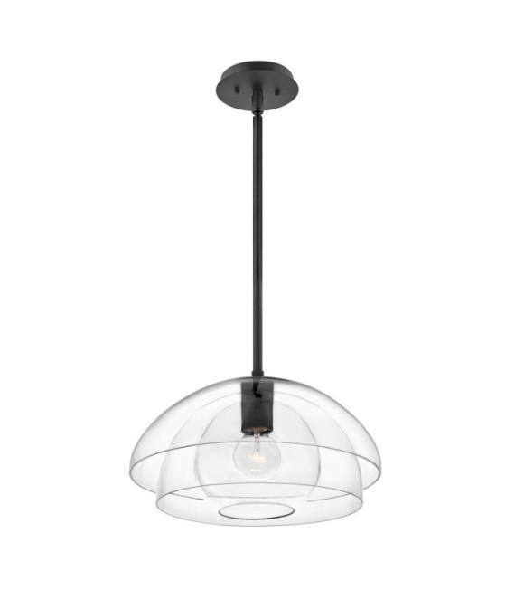 Suspension Hinkley Aluminium,verre transparent,acier Noir