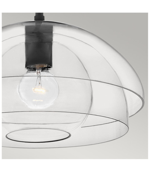 Suspension Hinkley Aluminium,verre transparent,acier Noir