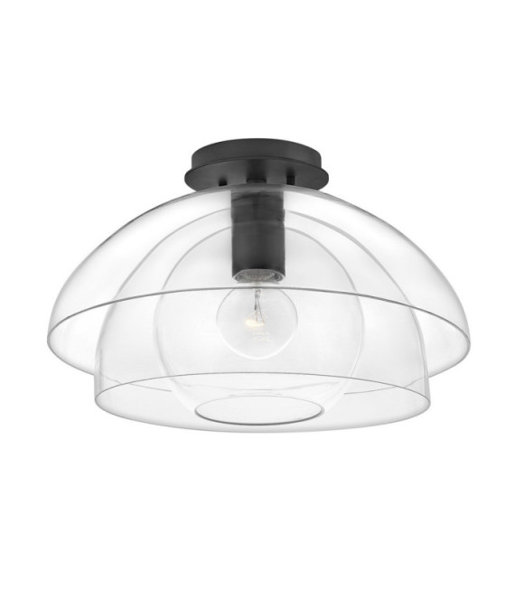 Hinkley pendant light Aluminum, transparent glass, steel Black
