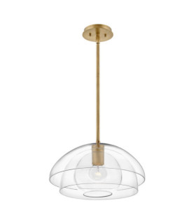 Hinkley Pendelleuchte Aluminium, transparentes Glas, Stahl Messing Heritage
