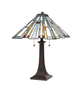 Quoizel Tischlampe Stahl, Harz, Kunstglas Valiant Bronze