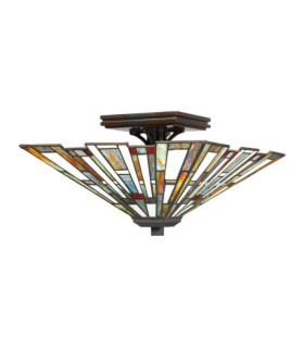 Quoizel Deckenleuchte Stahl, Harz, Kunstglas Valiant Bronze