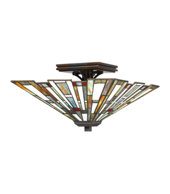Plafoniera Quoizel Acciaio, resina, vetro artistico Valiant bronzo