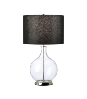 Lampada da tavolo Orb Vetro, Acciaio, Finto Lino Nichel Lucido