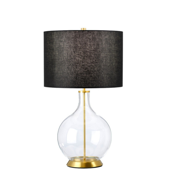 Orb Tischlampe aus Glas, Stahl, Messingimitat in Leinenoptik