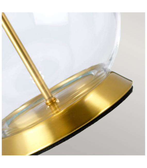 Orb Tischlampe aus Glas, Stahl, Messingimitat in Leinenoptik