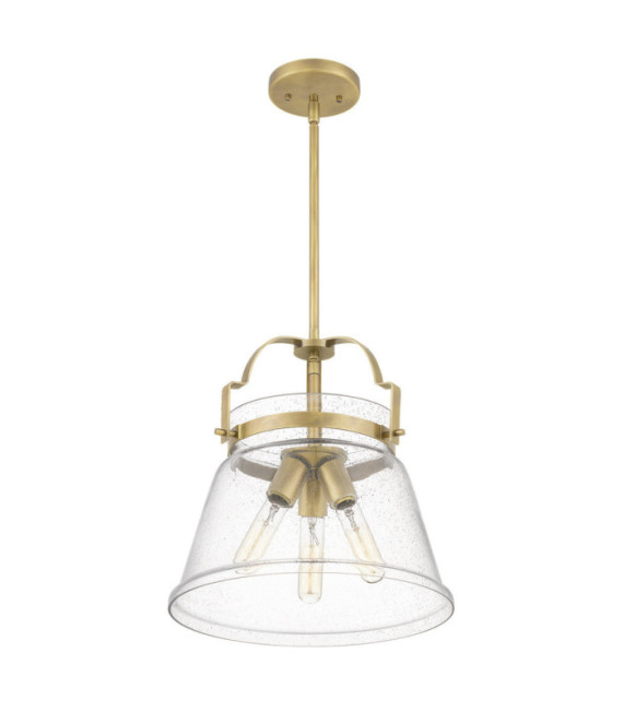 Suspension Quoizel Verre grainé transparent,acier Laiton patiné