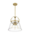 Suspension Quoizel Verre grainé transparent,acier Laiton patiné
