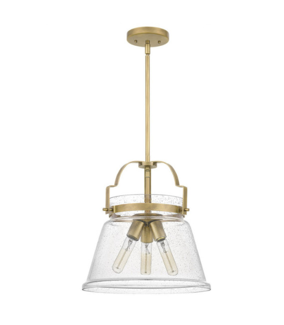 Quoizel pendant light Transparent grained glass, steel Patinated brass