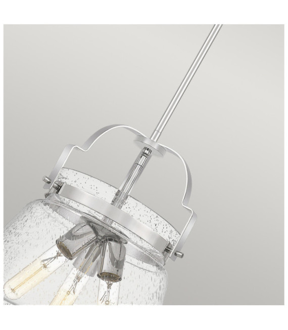 Suspension Quoizel Verre grainé transparent,acier Chrome poli