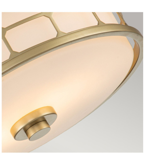 Plafonnier Quoizel Verre Opale,Acier Laiton naturel peint
