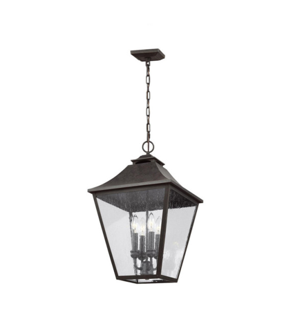 Outdoor pendant light Feiss Steel, Marten grained glass