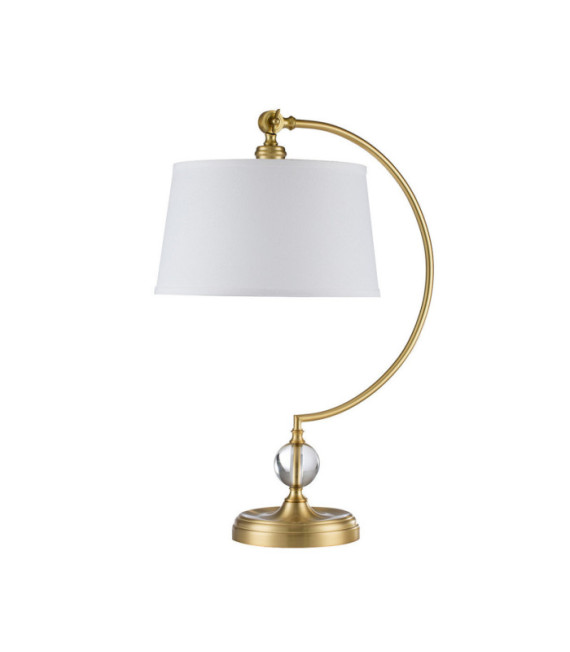 Quoizel Tischlampe Glas, Stahl, Leinen gebürstetes Messing