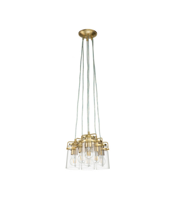 Suspension Kichler Verre transparent,acier Laiton brossé