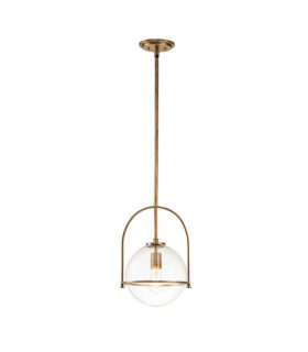 Hinkley pendant light Clear grained glass, Heritage Brass steel