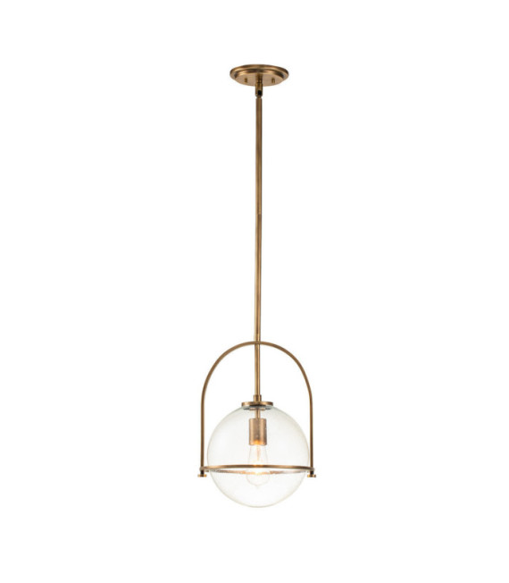 Hinkley pendant light Clear grained glass, Heritage Brass steel