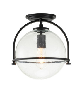 Hinkley ceiling light Transparent grained glass, steel Black