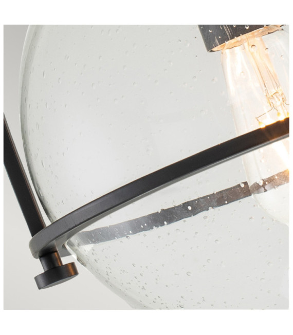 Hinkley ceiling light Transparent grained glass, steel Black