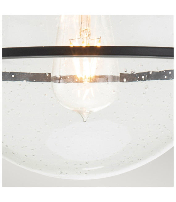 Hinkley ceiling light Transparent grained glass, steel Black