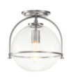 Plafonnier Hinkley Verre grainé transparent,acier Nickel brossé