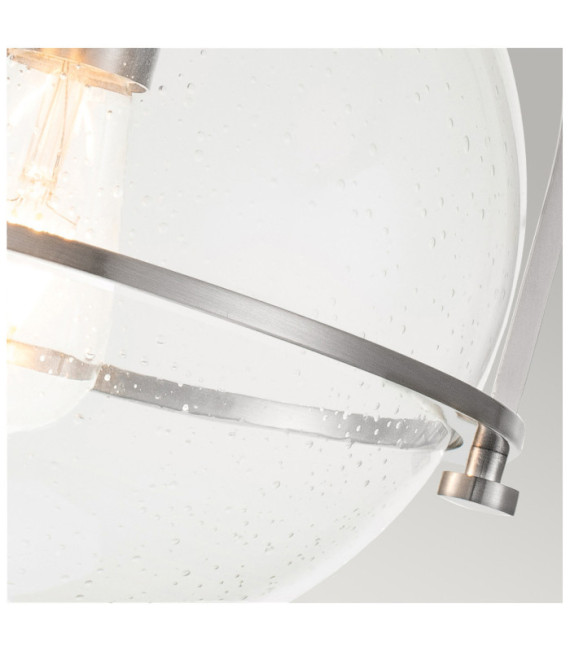 Hinkley ceiling light Clear grained glass, brushed nickel steel