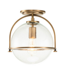 Hinkley Deckenleuchte Transparentes genarbtes Glas, Stahl Messing Heritage
